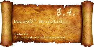 Baczkó Arisztid névjegykártya